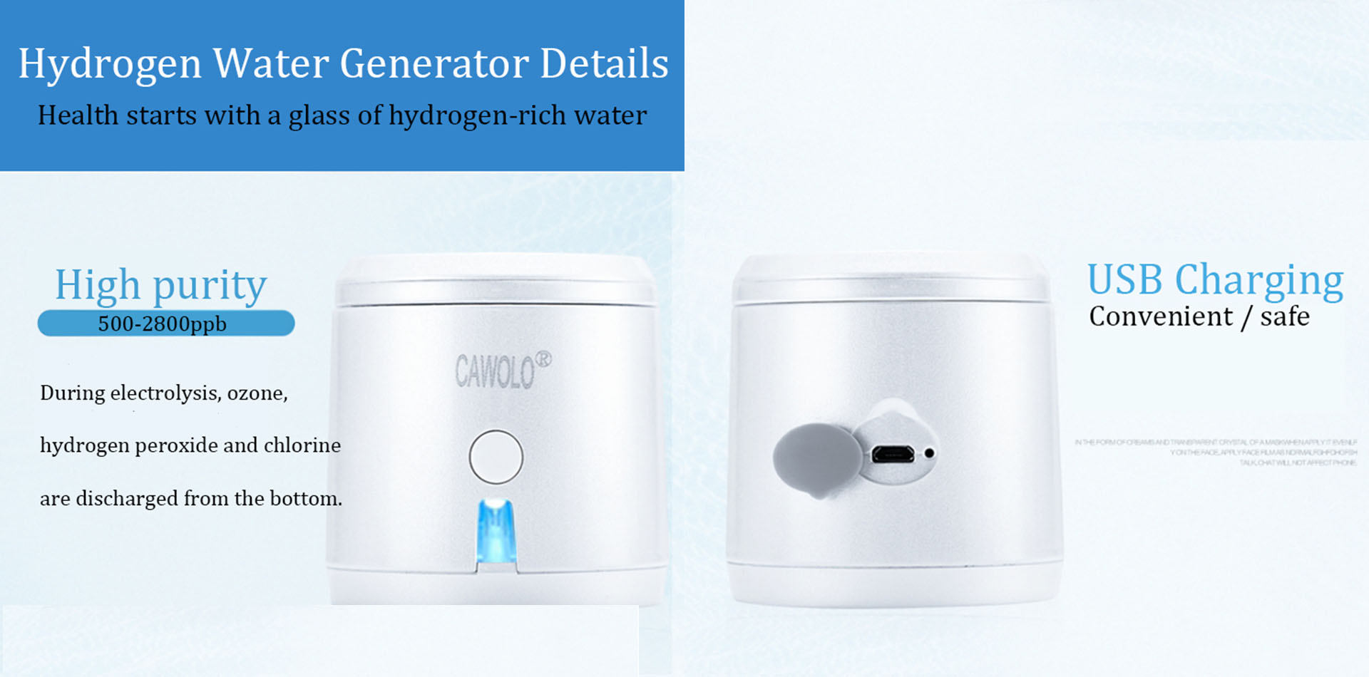 Hydrogen water bottle CA-301 particulars -5