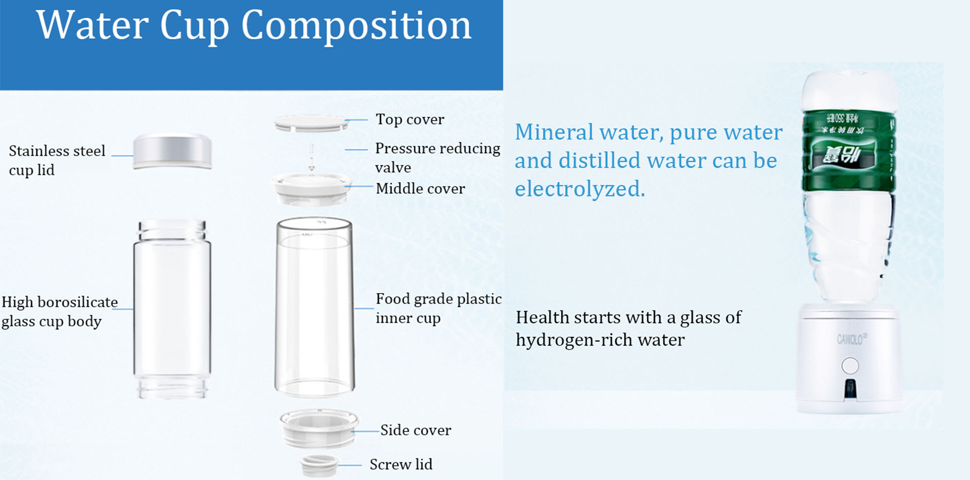Hydrogen water bottle CA-301 particulars -7